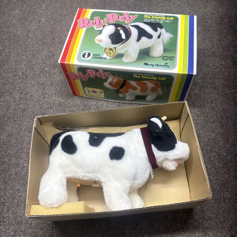 Vintage Iwaya Roly Poly the Friendly Calf Toy with Original Box
